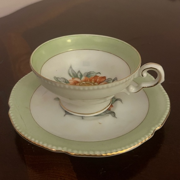 antique japanese noritaki teacup & saucer set - Picture 2 of 5